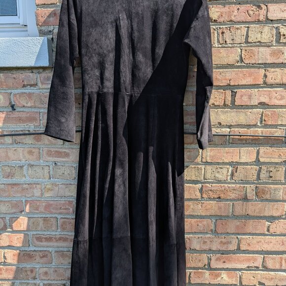 Black Pig Suede Dress Maxi, Long Sleeves, Vintage, Sz 12, Bonwit Teller Designer - Picture 10 of 11